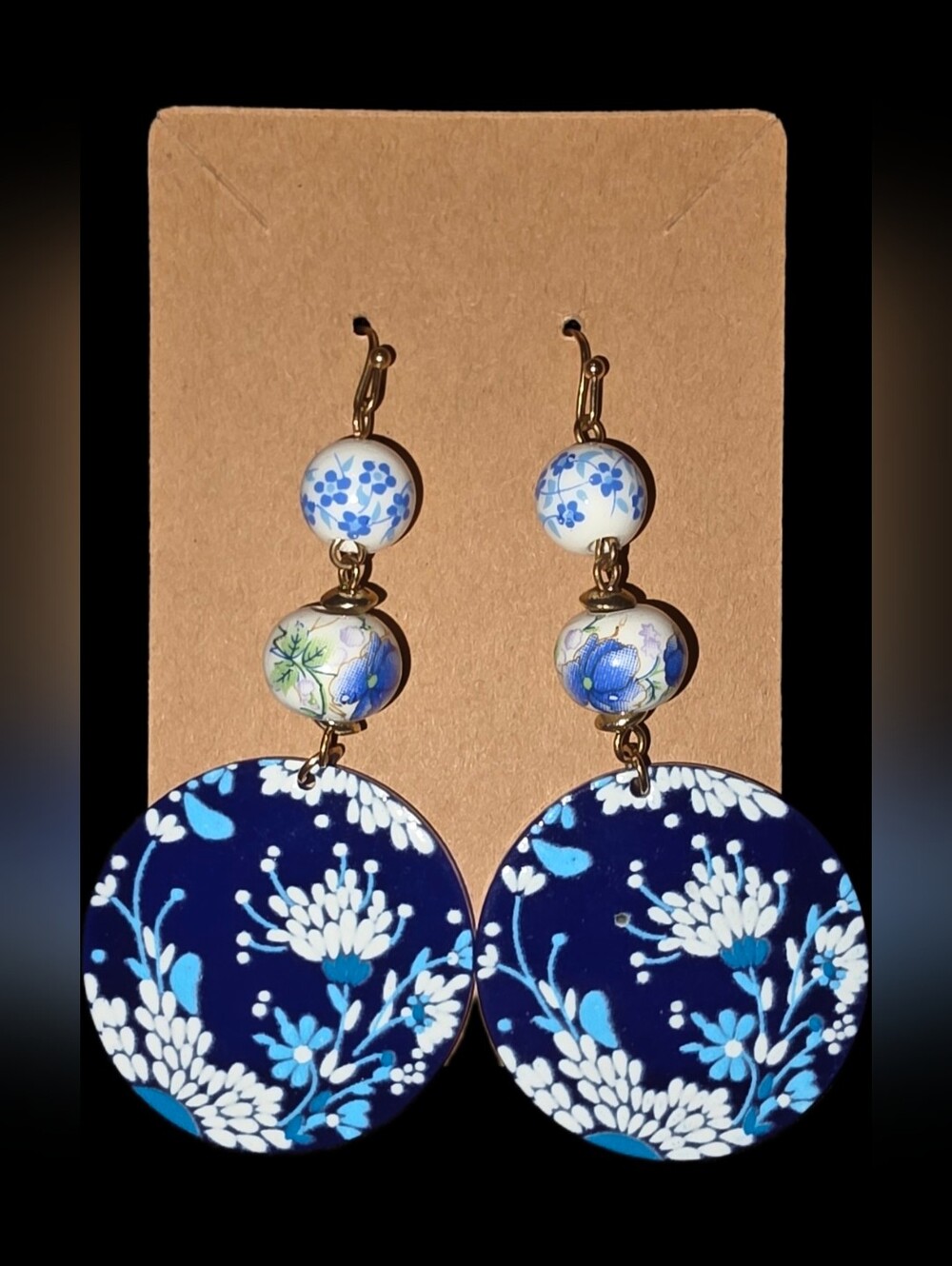 Blue Floral Drop Earrings